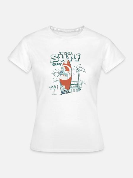 Retro Surf Welle am Strand - Frauen T-Shirt - Weiß