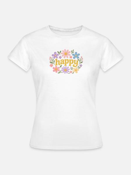 Glückliche Blumen - Frauen T-Shirt - Weiß