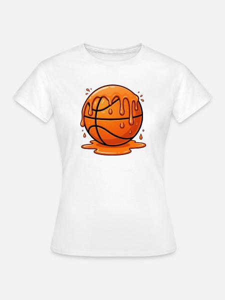 Zerschmelzender orangefarbener Basketball-Splash - Frauen T-Shirt - Weiß