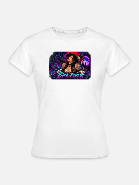 Neon Schwarzwald Pinup - Frauen T-Shirt - Weiß
