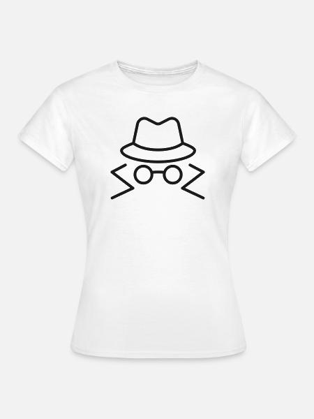 Spionenhut-und-Brillen-Linien-Symbol - Frauen T-Shirt - Weiß