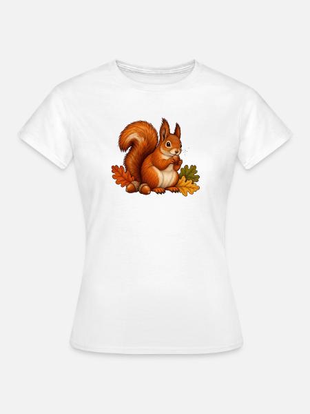 Eichhörnchen mit Haselnuss - Frauen T-Shirt - Weiß