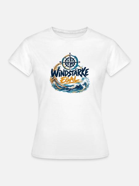 Windstärke Egal – Kompass und Wellen - Frauen T-Shirt - Weiß