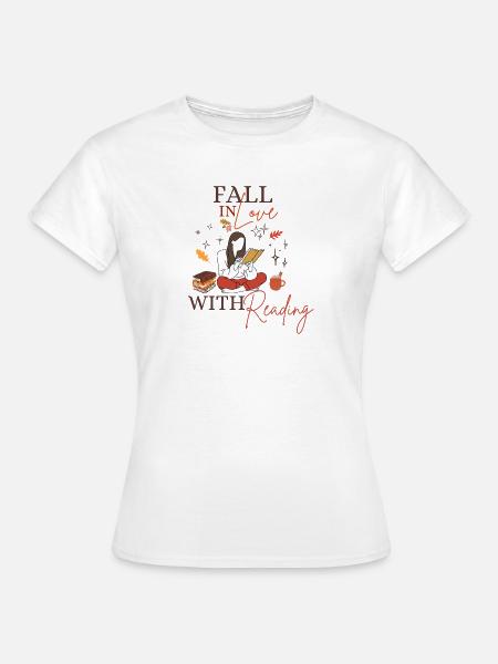 Herbstliebe: Lesen mit Wärme - Frauen T-Shirt - Weiß