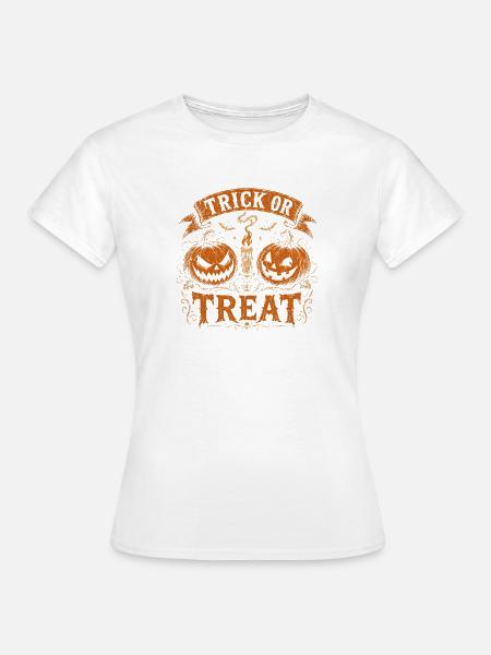 Süßes-oder-Saures-Kürbiswappen Halloween - Frauen T-Shirt - Weiß