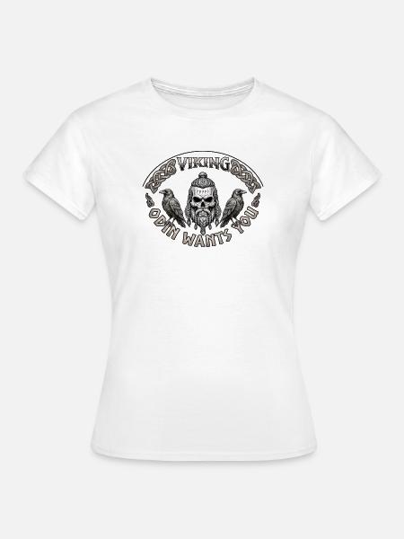 Viking Schädel mit Raben und Knoten - Frauen T-Shirt - Weiß