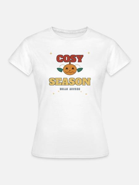 Gemütlicher Kürbis Hallo Herbst - Frauen T-Shirt - Weiß