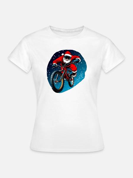 Downhill Biker Weihnachten - Frauen T-Shirt - Weiß