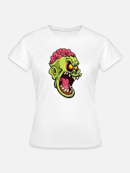 Wütender Gehirn-Zombiekopf - Frauen T-Shirt - Weiß