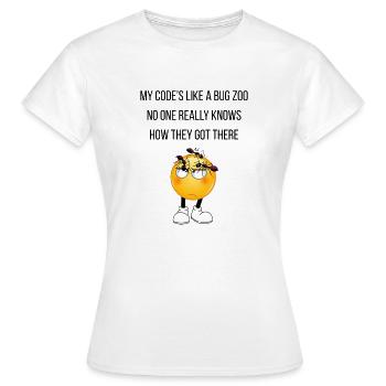 Mein Code ist wie ein Insektenzoo - Frauen T-Shirt - Weiß - Vorne - AI Model Female 172 dark (172cm)