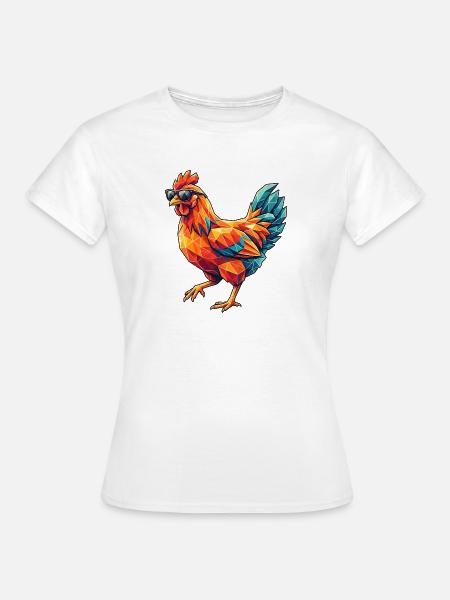Poly Stil Cooles Huhn - Frauen T-Shirt - Weiß