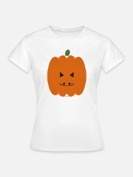 Kürbis Halloween Lächeln Design - Frauen T-Shirt - Weiß