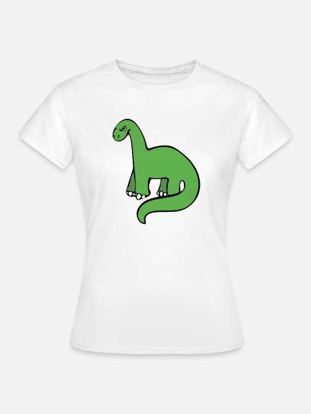 Smaragdgrüner Dino auf Schwarz - Frauen T-Shirt - Weiß