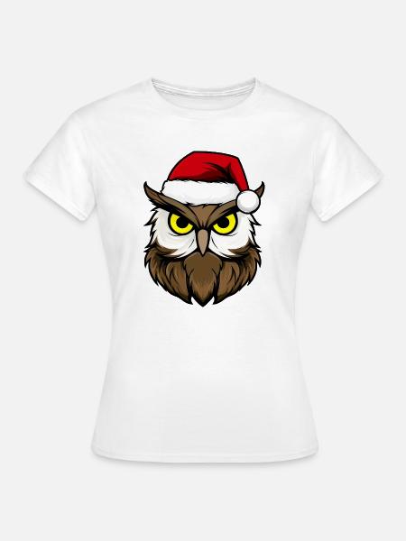 Eulen Weihnachten / Weihnachtsmann Vogel - Frauen T-Shirt - Weiß