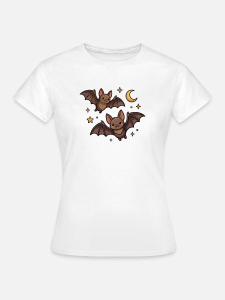 Fledermäuse mit dem Mond - Frauen T-Shirt - Weiß