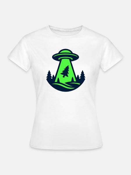 Ufo Wald Entfuehrung Grafik - Frauen T-Shirt - Weiß