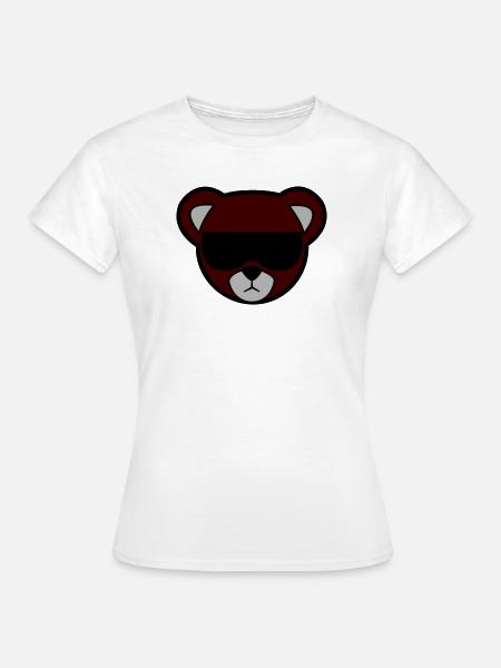 Rotbrauner Bär mit Sonnenbrille - Frauen T-Shirt - Weiß