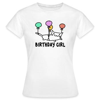 Katze mit Ballons Birthday Girl Geschenk - Frauen T-Shirt - Weiß - Vorne - AI Model Female 172 dark (172cm)
