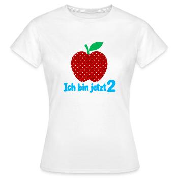 Ich bin jetzt 2 mit Apfelmotiv - Frauen T-Shirt - Weiß - Vorne - AI Model Female 172 dark (172cm)