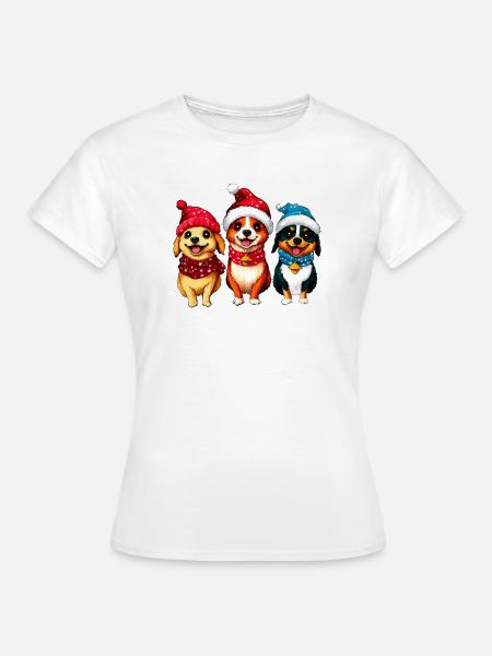 Hunde Weihnachten - Frauen T-Shirt - Weiß