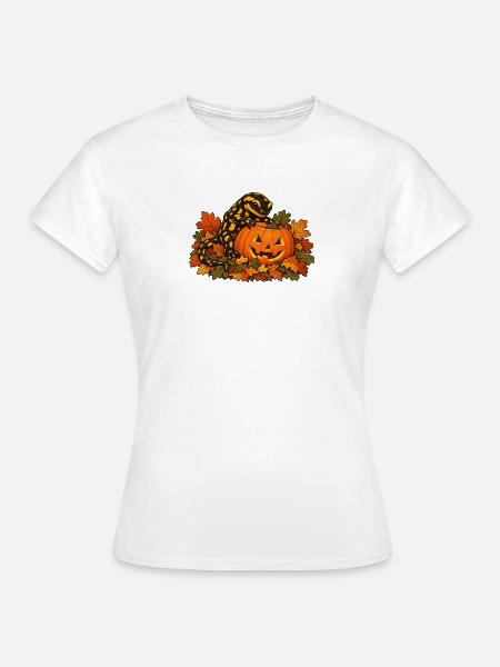 Salamander am Kürbis - Frauen T-Shirt - Weiß