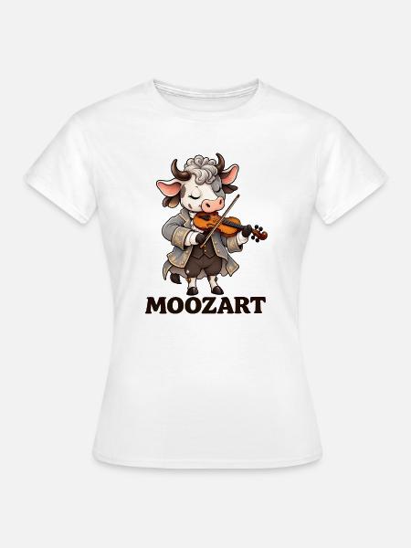 Cute Cow Mozart Wortspiel Klassische Musik Geiger Kunst - Frauen T-Shirt - Weiß