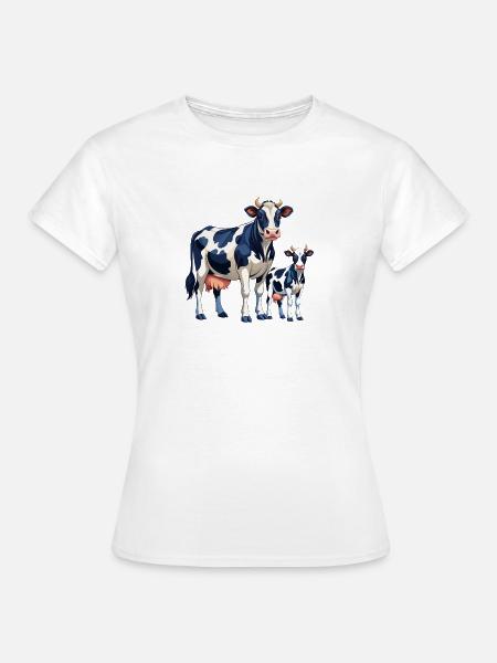 Holstein und Kälber Kuh - Frauen T-Shirt - Weiß
