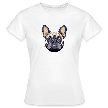 Französischer Bulldoggenkopf - Frauen T-Shirt - Weiß - Vorne - AI Model Female 172 dark (172cm)