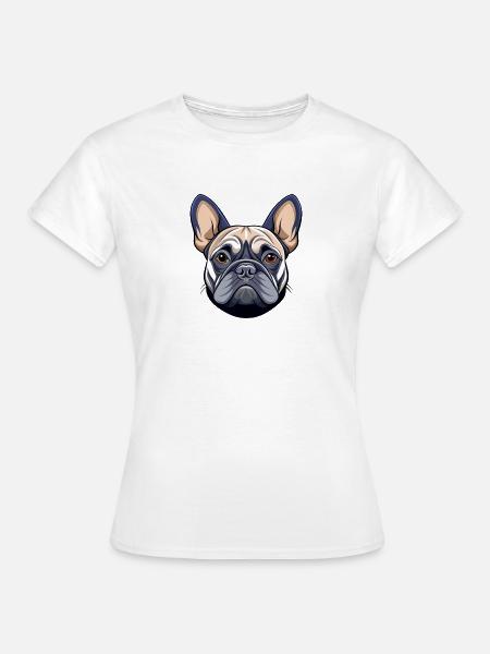 Französischer Bulldoggenkopf - Frauen T-Shirt - Weiß