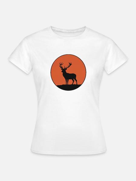 Hirsch Geweih Sonnenuntergang - Frauen T-Shirt - Weiß