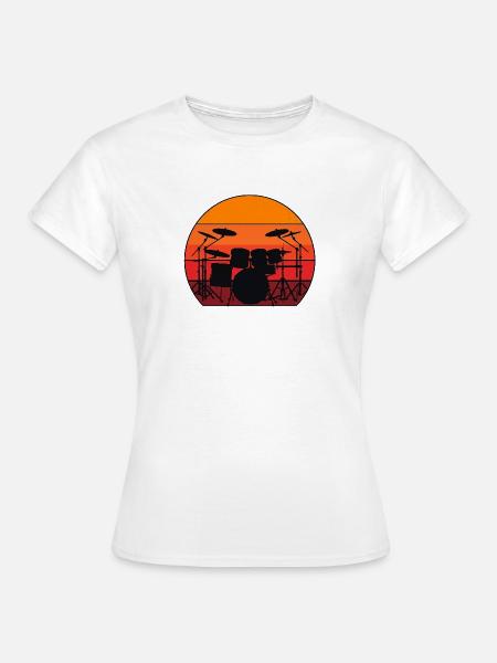 Schlagzeug Sonnenuntergang - Frauen T-Shirt - Weiß