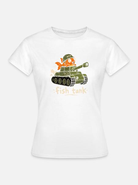 Fischtank Panzerheld Cartoon - Frauen T-Shirt - Weiß