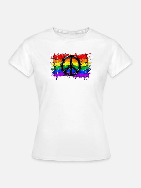 Regenbogen Friedenssymbol - Frauen T-Shirt - Weiß