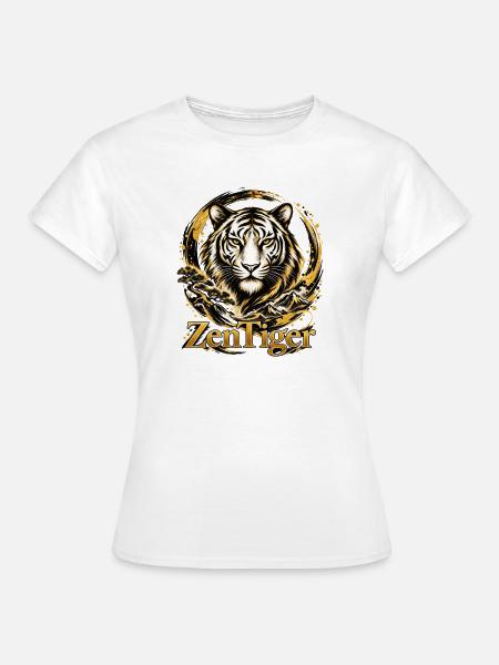 ZenTiger: Goldene Tigerlandschaft - Frauen T-Shirt - Weiß
