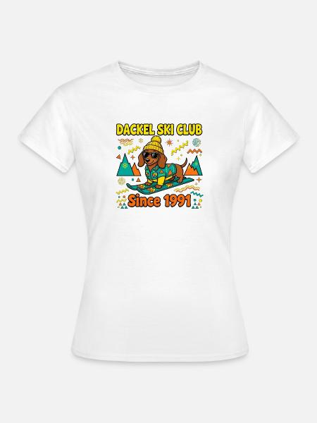Dackel Ski Club Since 1991 Retro Shirt - Frauen T-Shirt - Weiß