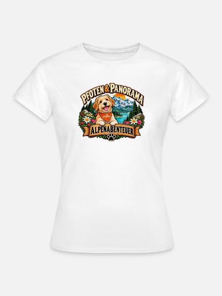 Pfoten & Panorama Alpenabenteuer - Frauen T-Shirt - Weiß