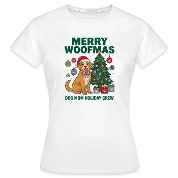 Fröhliche Woofmas Hundemama-Weihnachtscrew - Frauen T-Shirt - Weiß - Vorne - AI Model Female 172 dark (172cm)