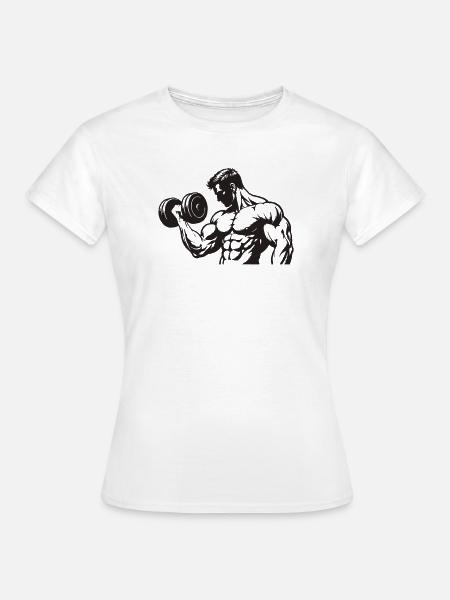 Kraftsilhouette Hantel-Design - Frauen T-Shirt - Weiß