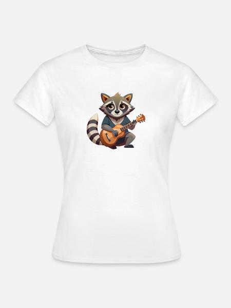 Waschbär spielt Gitarre - Frauen T-Shirt - Weiß