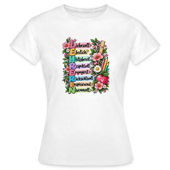 Lehrerin Definition Akrostichon Bücher Geschenk - Frauen T-Shirt - Weiß - Vorne - AI Model Female 172 dark (172cm)