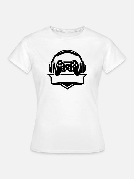 Gamer Headset Banner Logo - Frauen T-Shirt - Weiß