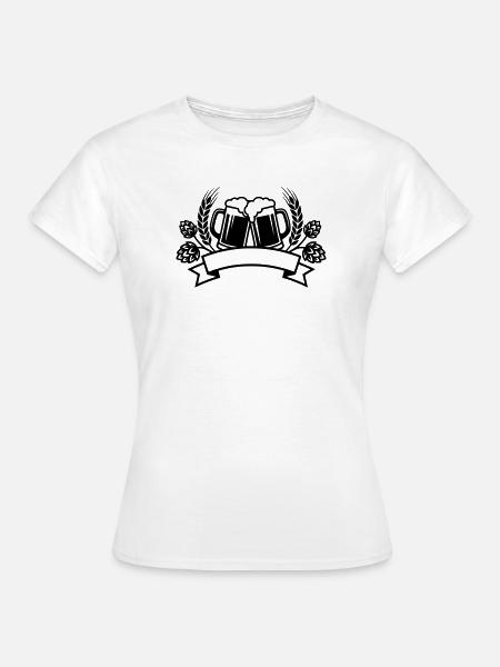 Bierkruege Hopfen Wappen - Frauen T-Shirt - Weiß