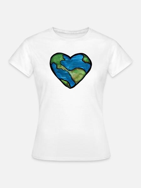 Weltherzkarte Aquarell - Frauen T-Shirt - Weiß
