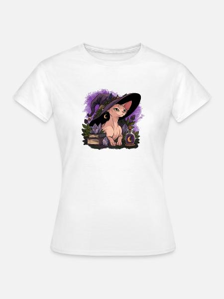 Mystic Cat Witch Sphinx - Frauen T-Shirt - Weiß