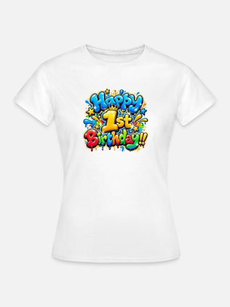 Herzlichen Glückwunsch zum ersten Geburtstag Graffiti-Kinderparty-Shirt - Frauen T-Shirt - Weiß