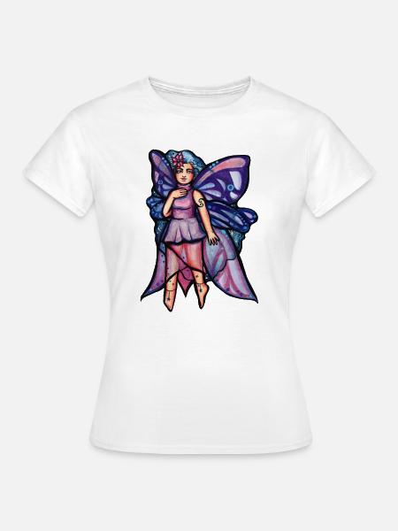 Schmetterlingsfee im lavendelfarbenen Glanz - Frauen T-Shirt - Weiß