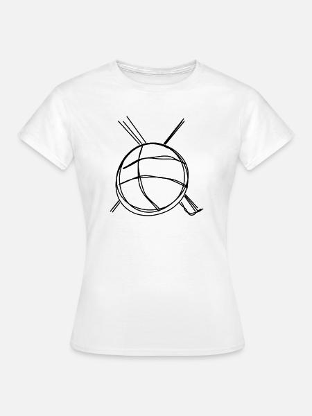 Wollknäuel handgezeichnet - Frauen T-Shirt - Weiß