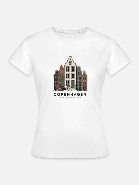 Kopenhagen Häuserzeilen & Fahrrad - Frauen T-Shirt - Weiß