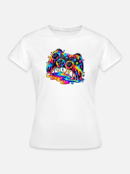 Schmelzender Neon-Controller – Gaming Design - Frauen T-Shirt - Weiß