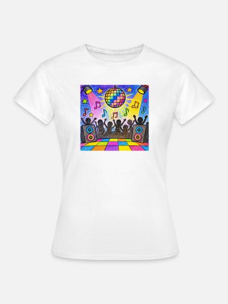 Bunte Disco-Party – Retro-Tanzfläche - Frauen T-Shirt - Weiß